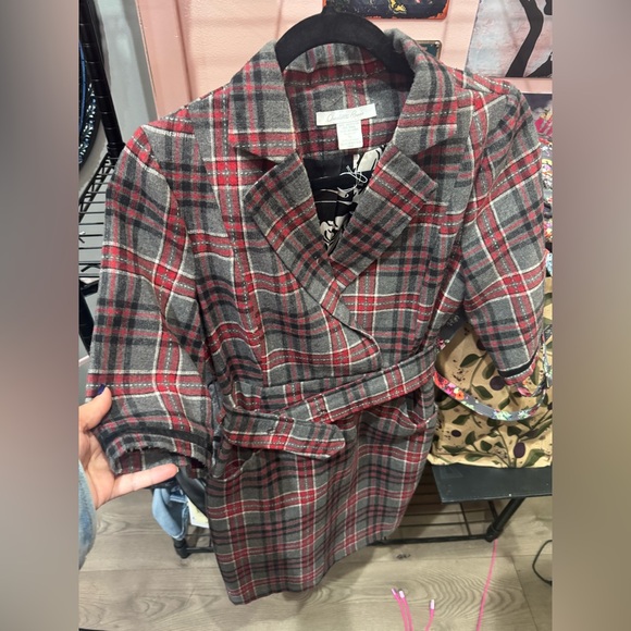Charlotte Russe Red and Gray Plaid one piece outfit. Skirt! - Picture 1 of 5